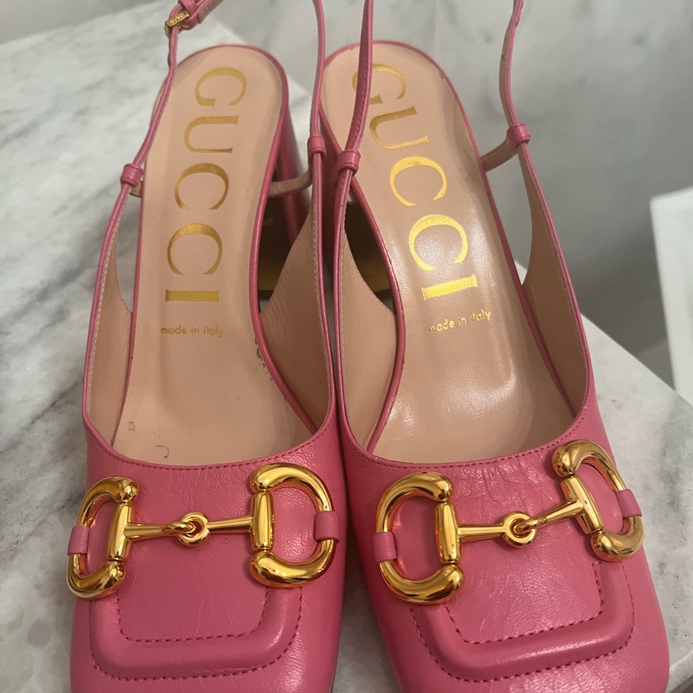 Gucci Pink Leather Slingback Shoes